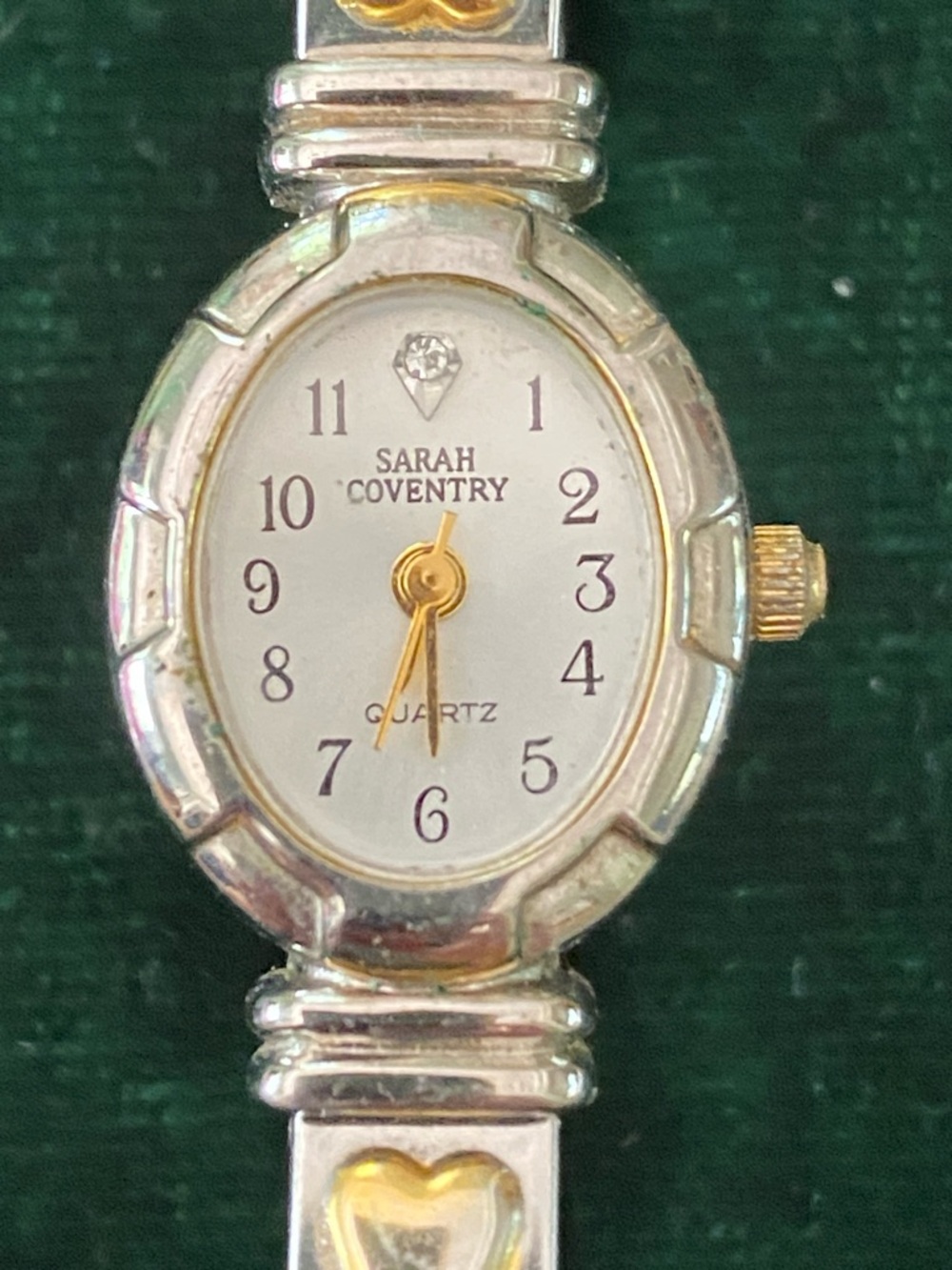 Sarah Coventry Two-Tone Silver and Gold Heart Bracelet Watch